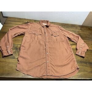 Ryan Michael Silk Cotton Blend Button Up Size Large Rust